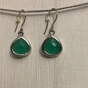 Green Teardrop Pierced Dangle Earrings with 952 Hooks